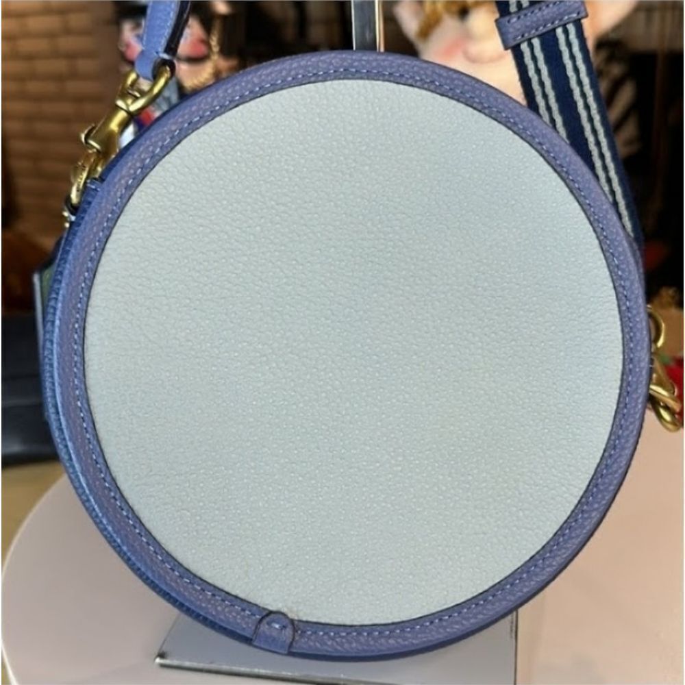 COACH KIA BLUE COLORBLOCK ROUND CIRCLE CANTEEN CROSSBODY BAG GUITAR STRAP - Picture 12 of 16